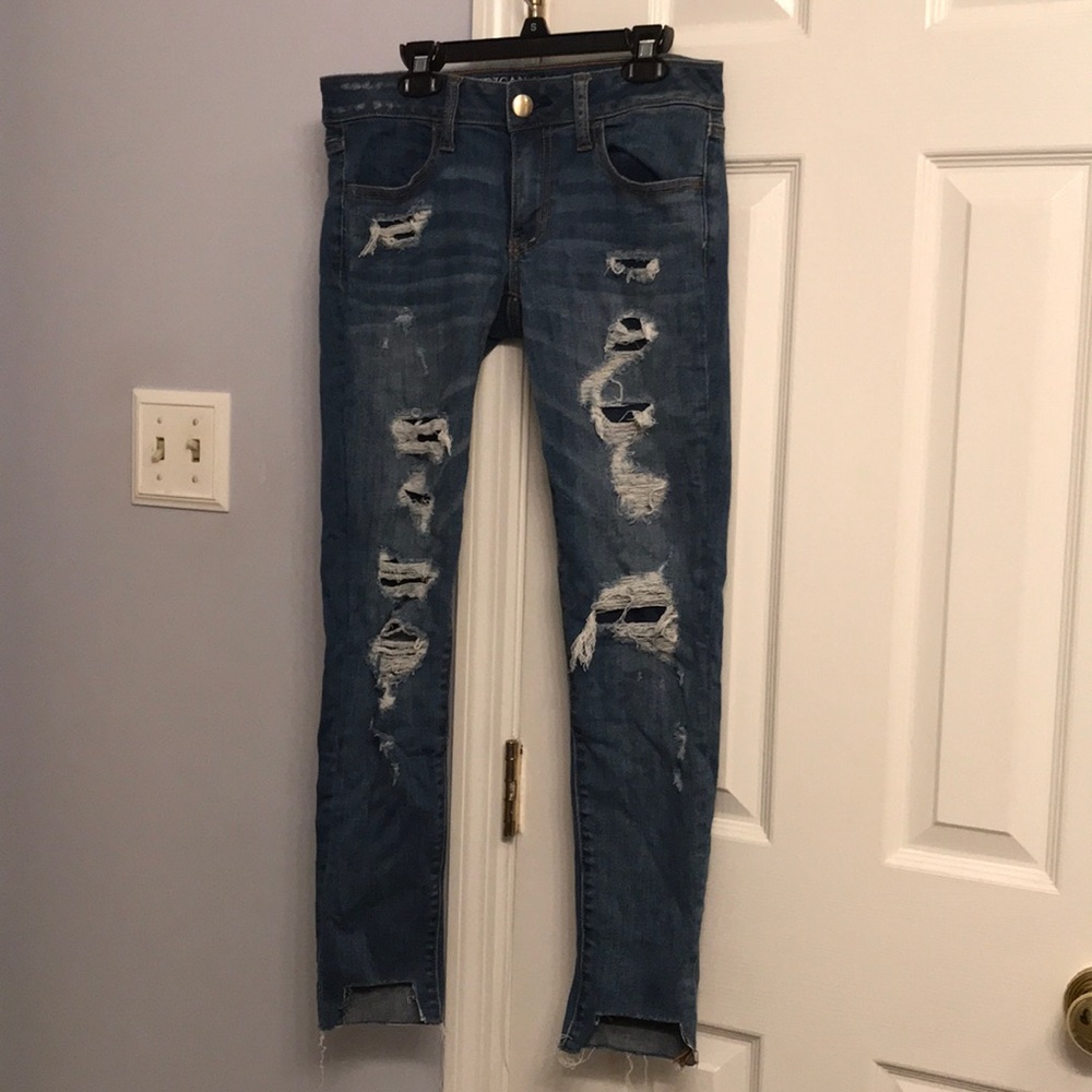 Size 6 Regular AEO Low Rise Medium Wash Jeggings
